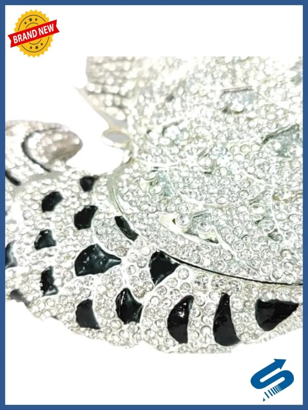 Handmade Crystal Rhinestone Fish Clutch Evening Bag with Chain Straps